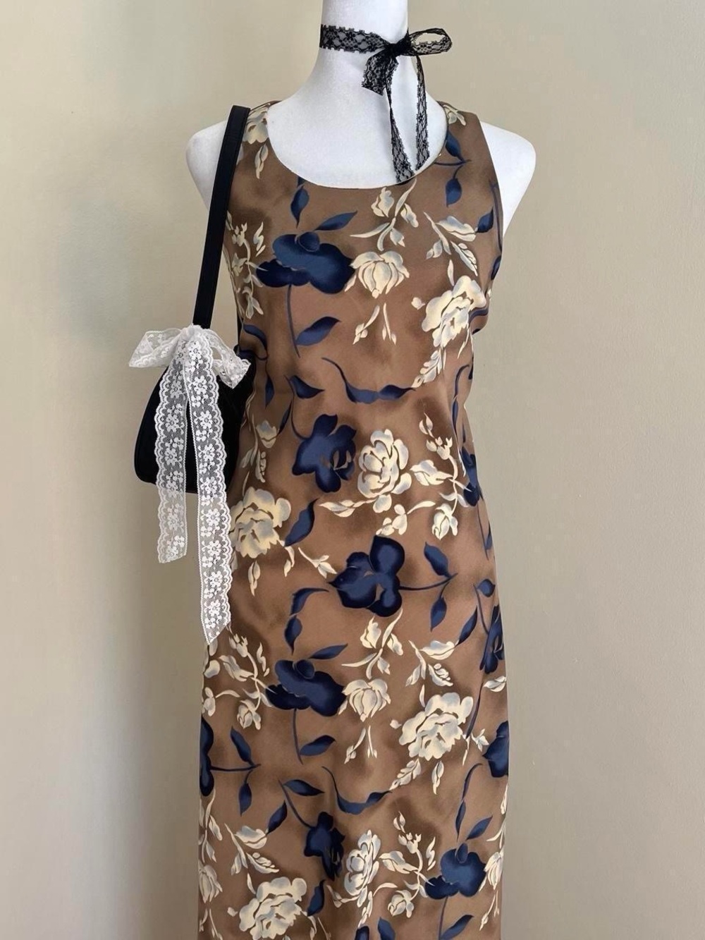 Vintage 90s floral whimsygoth maxi dress grunge fairy ethereal rose formal M
